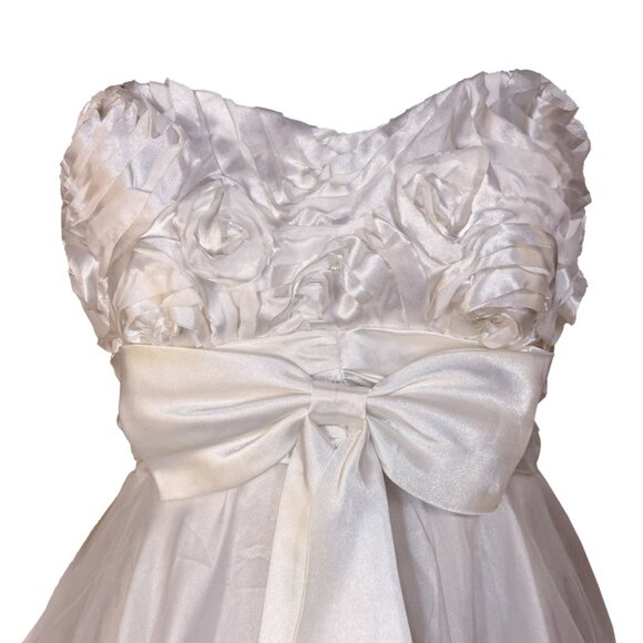 White Tulle Bow & Ruffle Spring Prom Dress - Womens Size 7/8 Formal Dress 486018 - Picture 3 of 3